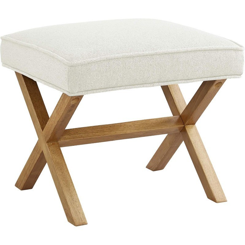 Small Ottoman Foot Rest Mid-Century Modern X Square Polyester Foot Stool New