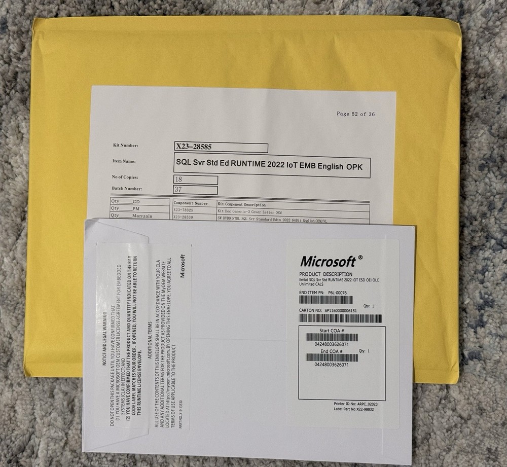 Microsoft SQL Server Standard 24 Core DVD Unlimited User CALs with COA Key