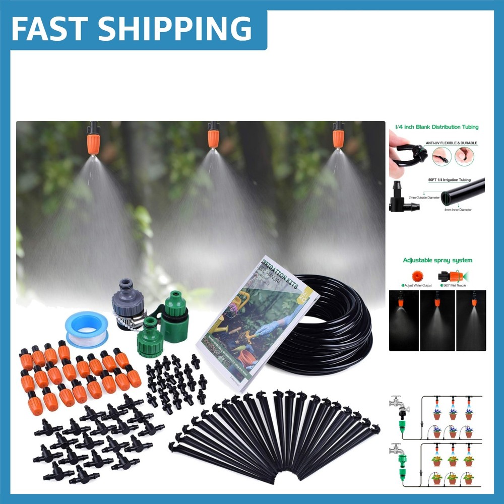 DIY 50ft Micro Drip Irrigation System: Efficient Garden & Lawn Watering Solution