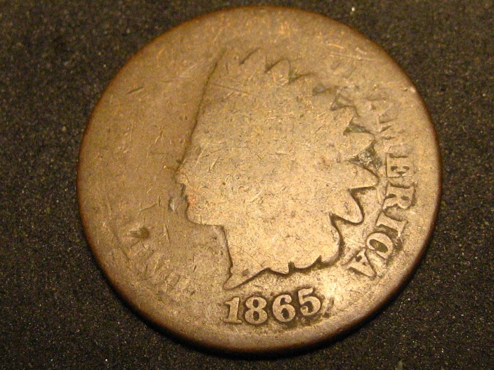 1865 Fancy 5 Indian Head Cent AG