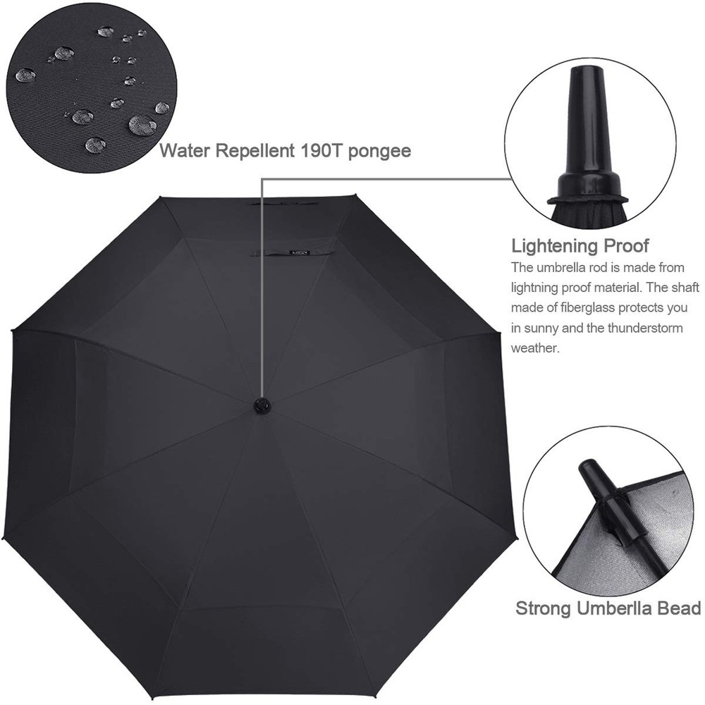 G4Free 62" Large Windproof Golf Umbrella Automatic Open Double Canopy UV Protect