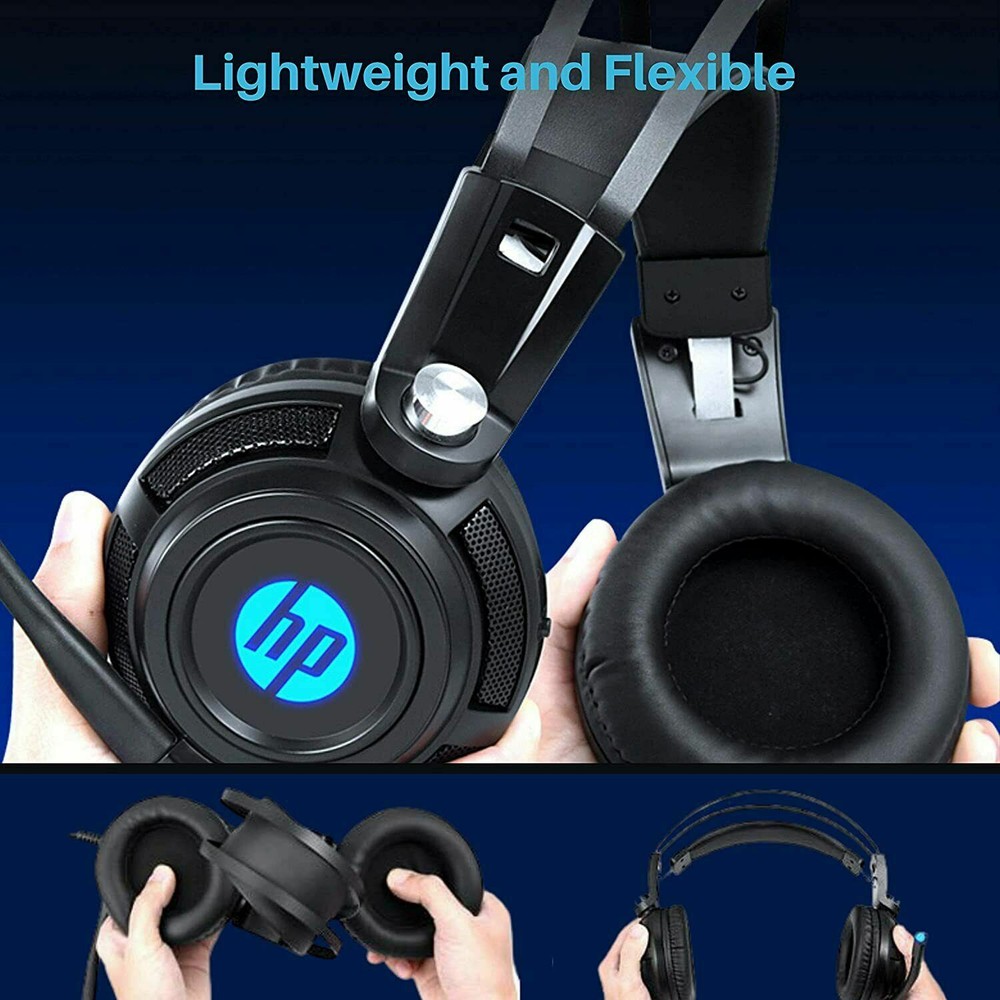 HP wired Over Ear Gaming Headset with mic and LED Light, for PC, Mac, Laptop