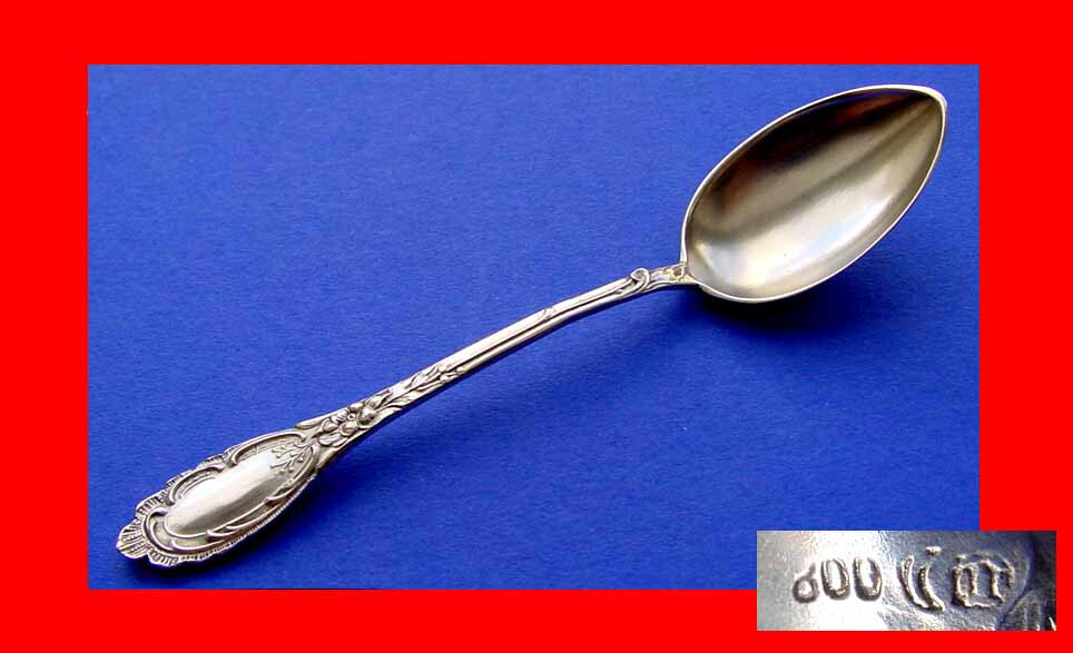 Beautiful Rococo Mocha Spoon Coffee Spoon 800 Silver A399