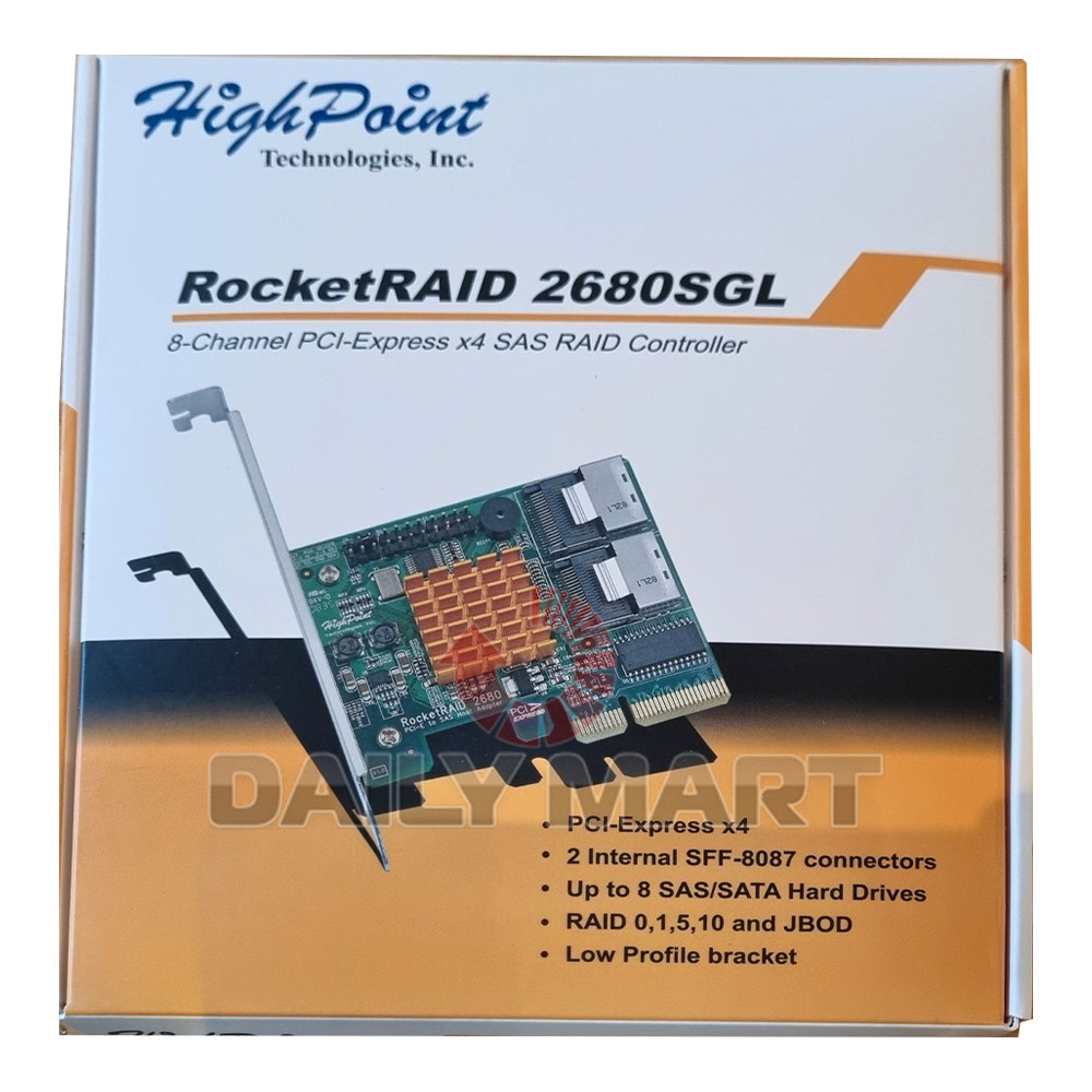 New In Box HIGHPOINT RocketRAID 2680SGL RAID Controller PCI-E x4 8-Port