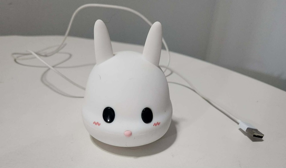 Rabbit USB Silicone Night Light for Kids & Teens, Smooth Finish, White