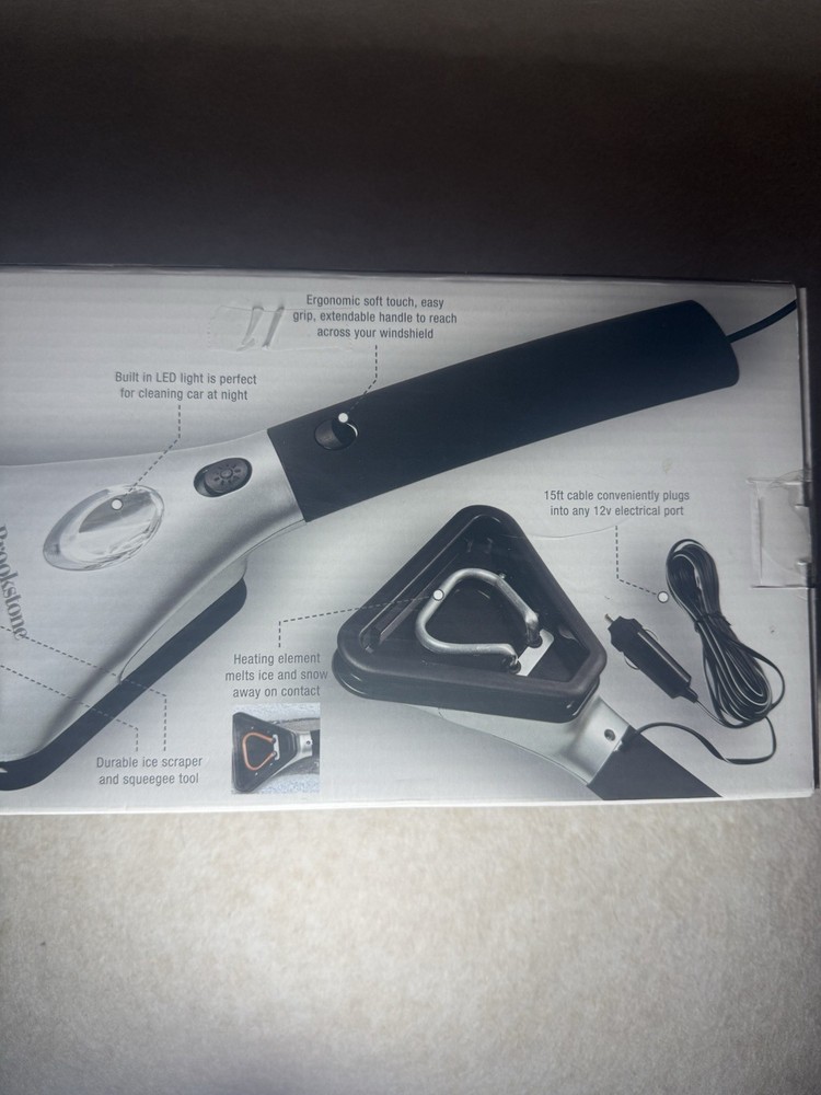 Brookstone Heated Electric Windshield Scraper LED Light NWT in Box