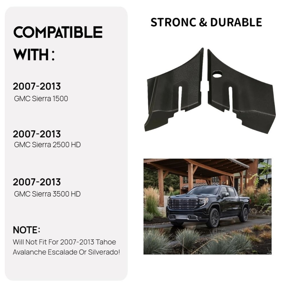 1 Pair Windshield Wiper Cowl End Panel Compatible with 2007–2013 GMC black