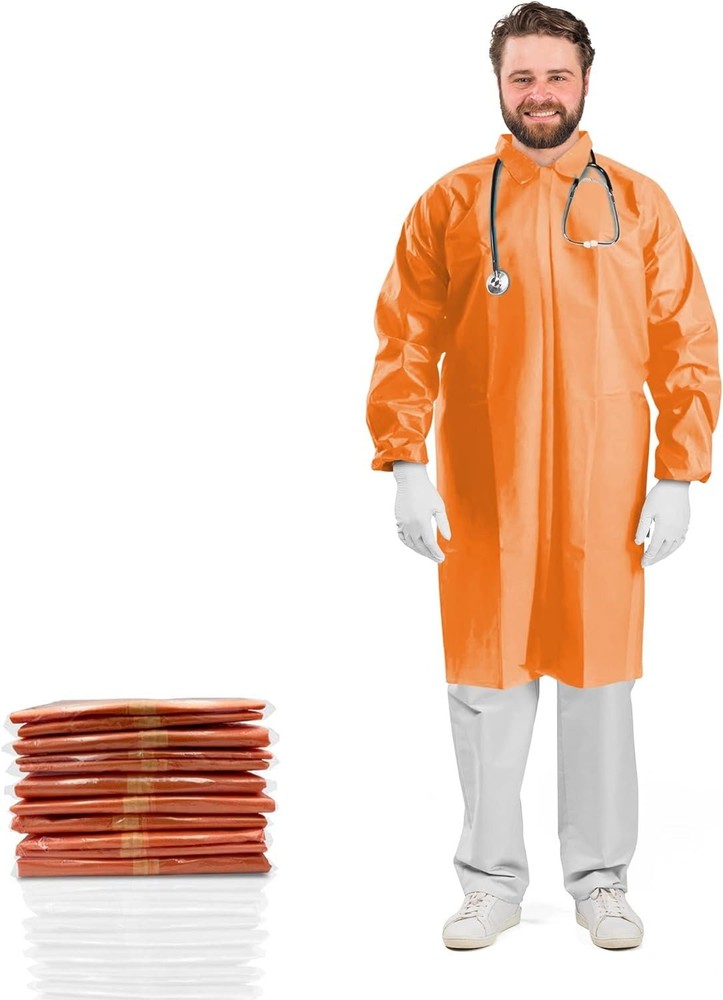50 Orange Lab Coats 3XL Size Unisex Poly Labcoats