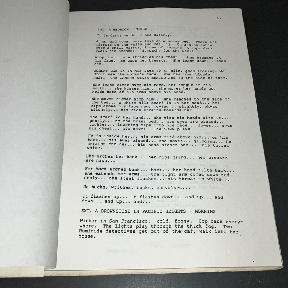 BASIC INSTINCT Undated Joe Eszterhas APA Agency Distribution Draft - A CLASSIC!