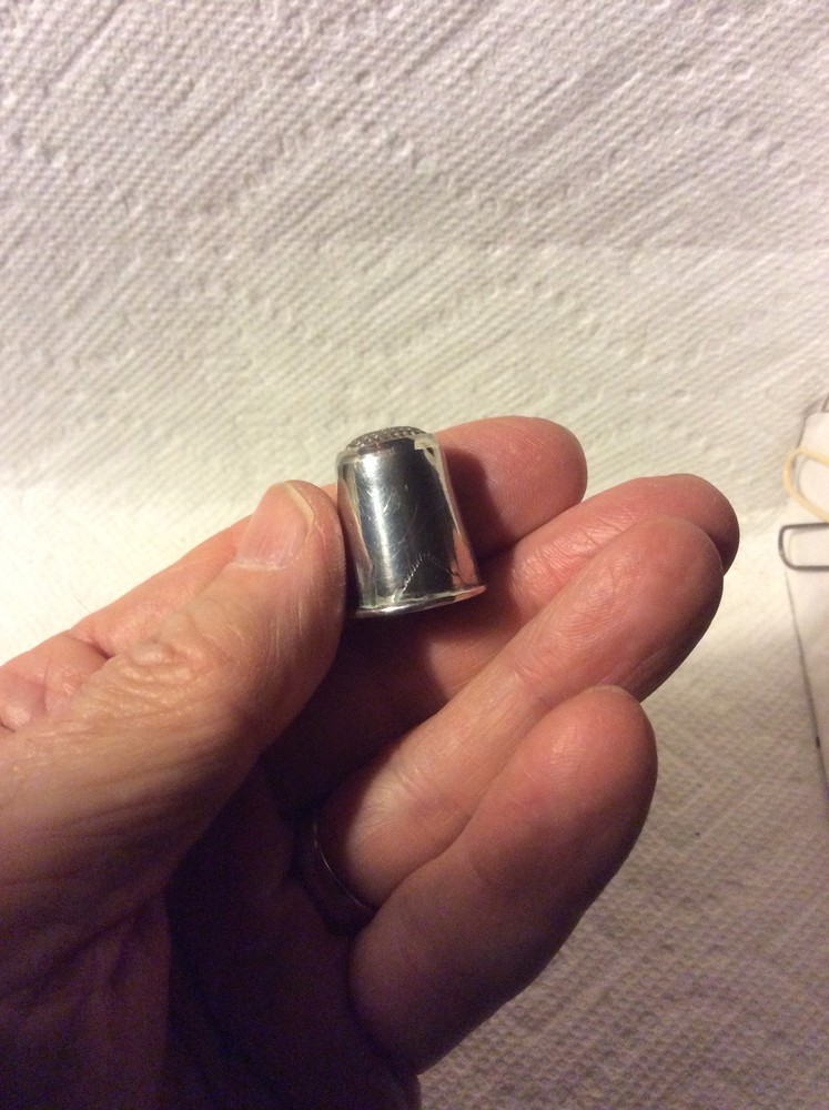 OLD SEWING-EARLY BRITE CUT ANTIQUE SILVER THIMBLE