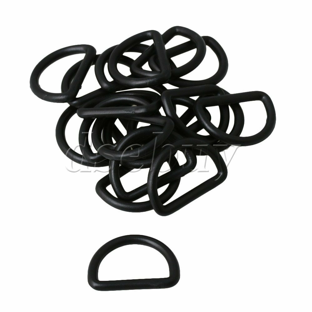 40x D Ring Adjustable Black Plastic Buckle for Bag Webbing 25mm Inner Diameter