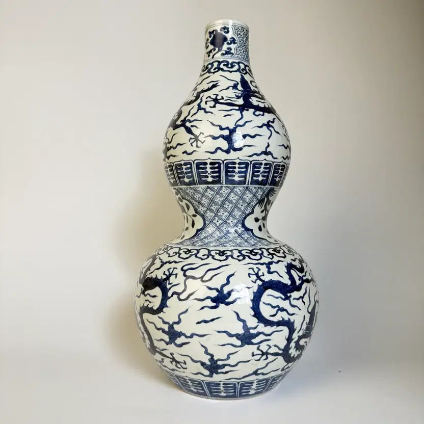 Blue-Glazed Incense Holder with Dragon Design - 42.5cm