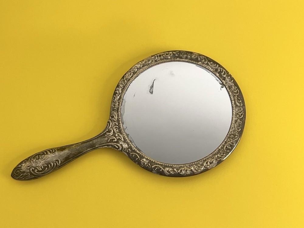 Silver Plated Victorian Style Vintage Hand Mirror