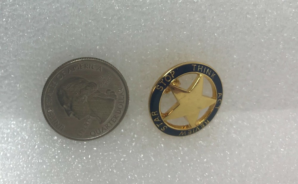 Stop Think Act Review Star Pin