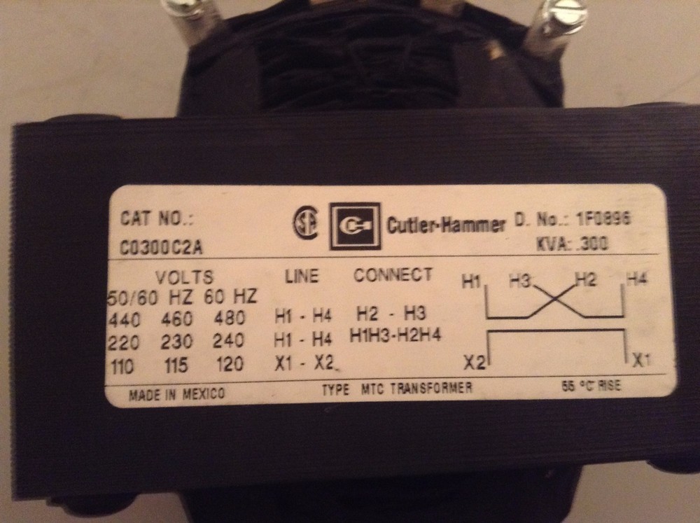 Cutler Hammer Control Transformer, C0300C2A