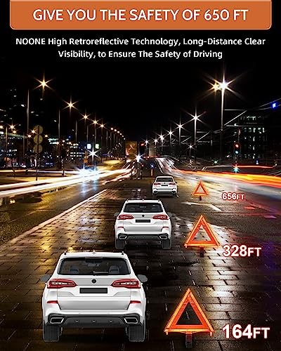 Safety Triangles DOT Approved, 3 Pack Foldable Warning Reflective 17inch