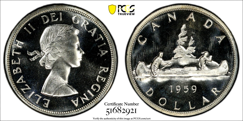 1959 Canada  Gem PL Silver Dollar   PCGS PL 66