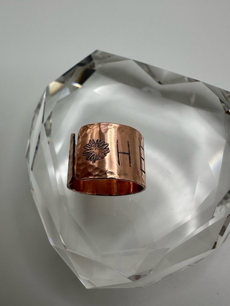 Hand Made Hammered HEALING Copper Flower Ring Size 6.75