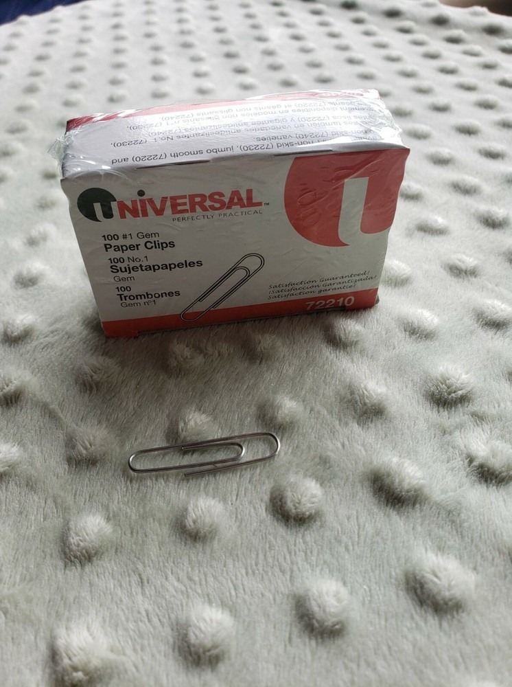 Universal  #1 Gem Paper Clips 100 Per Box, Metal