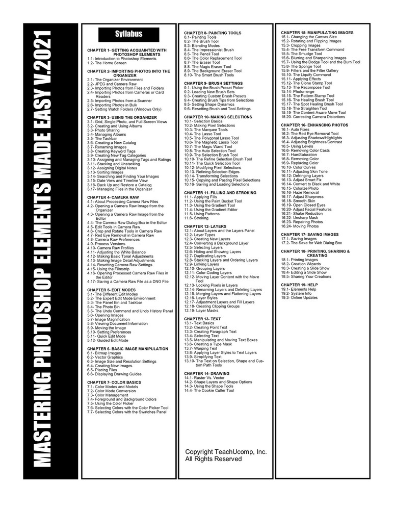 New PHOTOSHOP ELEMENTS 2021 DELUXE Training Tutorial & Quick Reference Guide