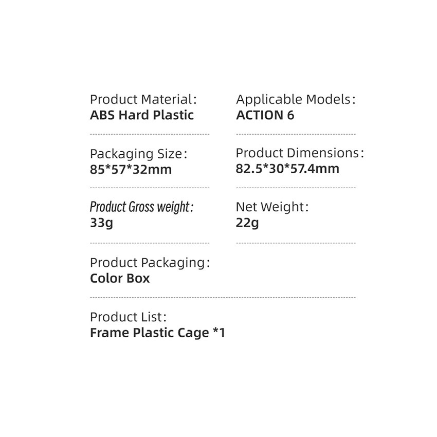 Protective Frame Plastic Rabbit Cage Accessories for DJI OSMO ACTION 6 Part