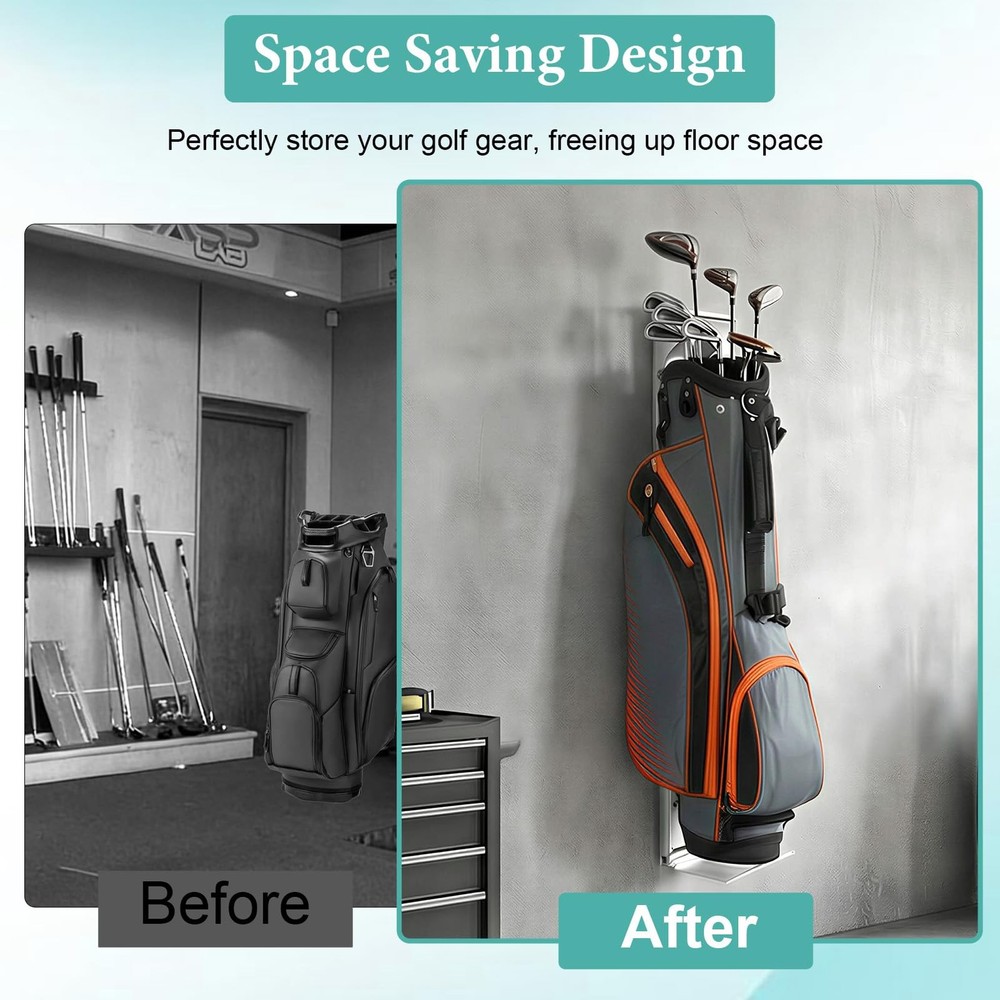 Wall Mount Golf Bag Storage Rack for Garage, Air Spring Sliding System Single