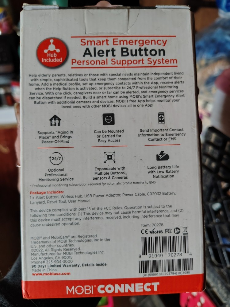 MOBI Smart Emergency Alert Button Personal Support System Help Assistance NEW