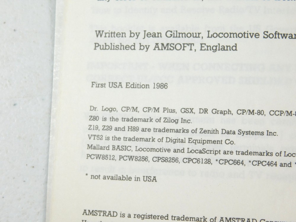Amstrad Personal Computer Word Processor PCW8256/8512 User Guide Manual