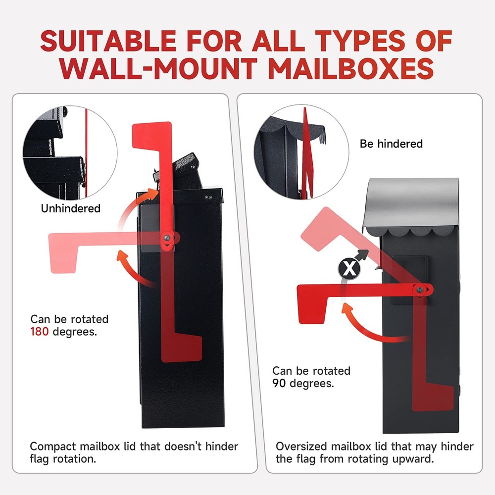 Ozland Professional Multi-Directional Mailbox Flag, Wall-mount Flag
