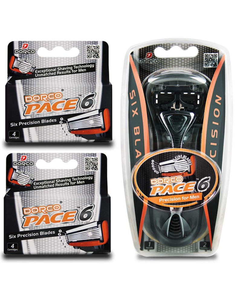 Dorco Pace 6  Six Blade Razor Blade System  Value Pack 10 Pack + 1 Handle