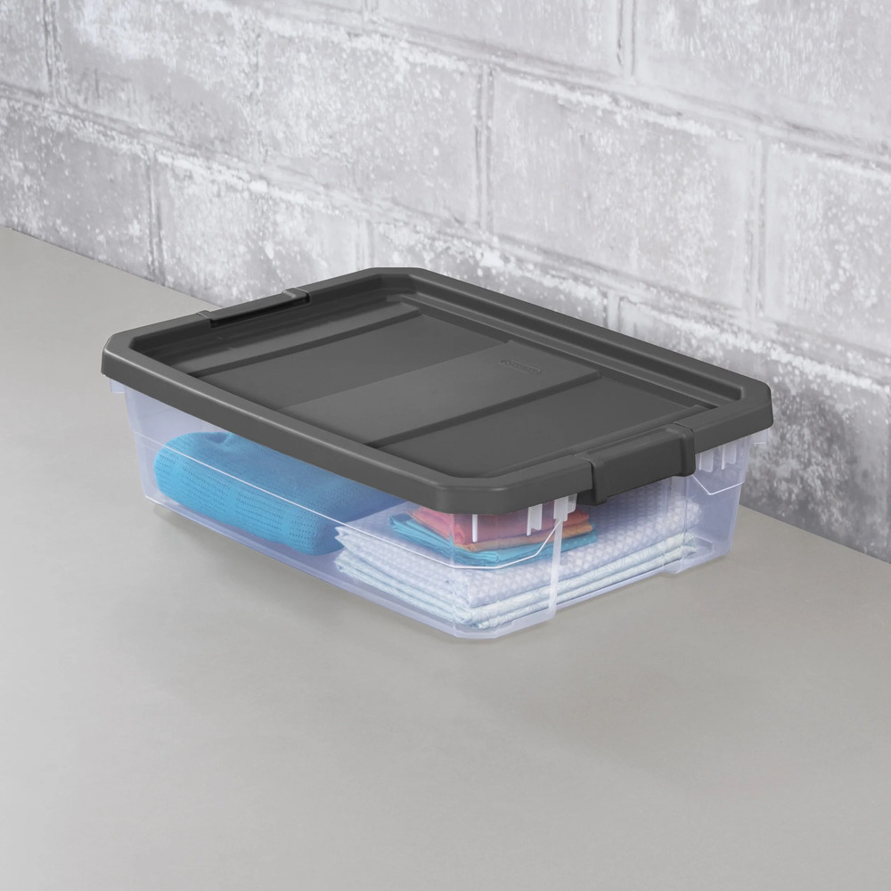 40 Quart Medium Stackable Storage Bin, Clear Plastic Underbed Storage Container