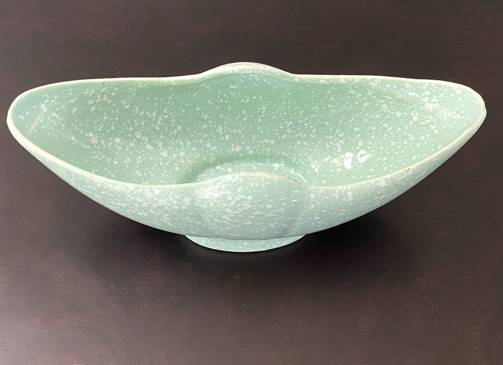 Mid Century Pottery Planter Splatterware Speckle Pattern Vintage 11" Long