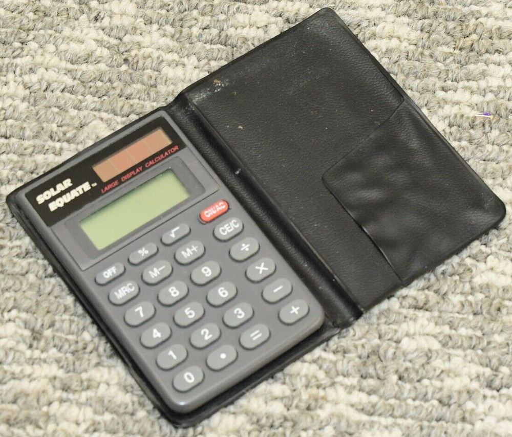 Solar Equate Electronic Display Adjustable Calculator Tested Works