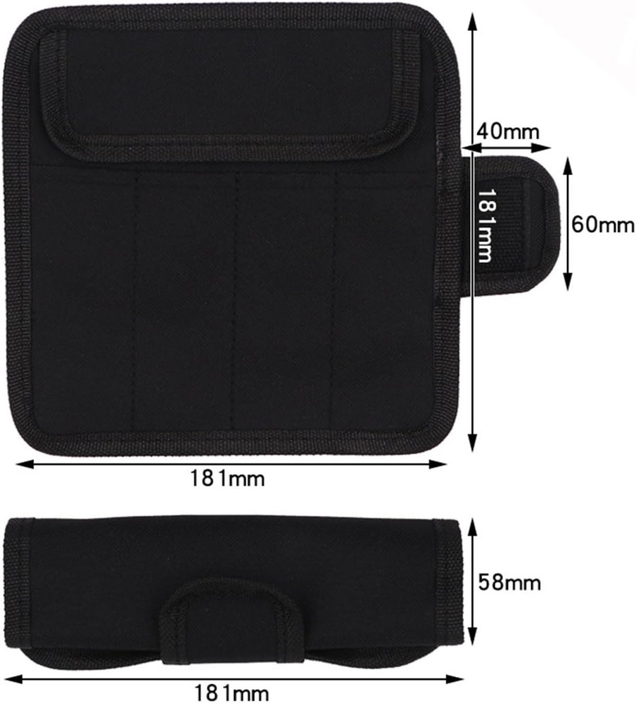 Compact Tool Roll-Up Pouch with Multiple Pockets for Small Accessories - Black