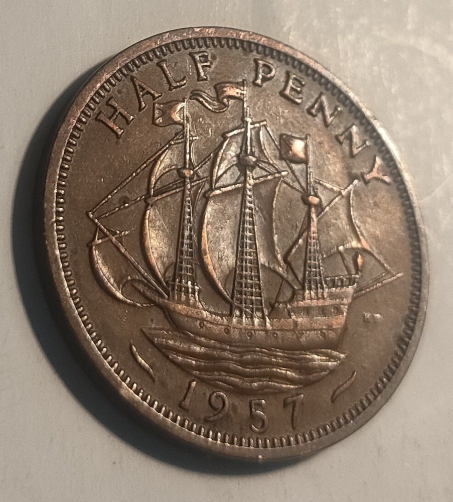 1957 Half Penny Coin. QEII