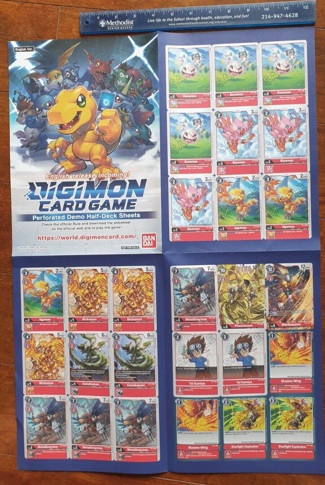 DIGIMON PREFORATED DEMO HALF-DECK SHEETS FOLDED DECK OR POSTER