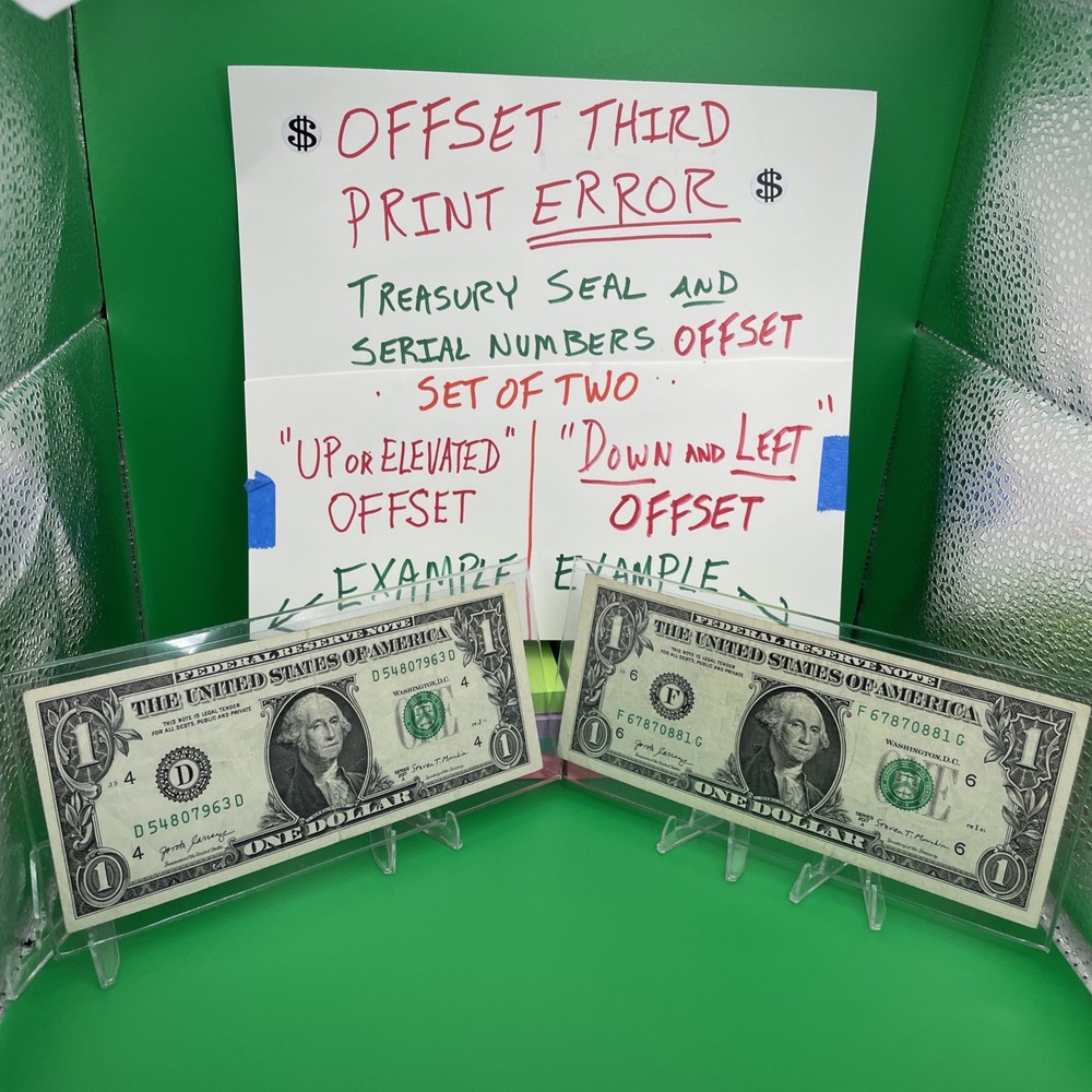 OFFSET THIRD PRINT ERROR Serial #’s & Treasury Seal MISALIGNED SET OF TWO 💵💵