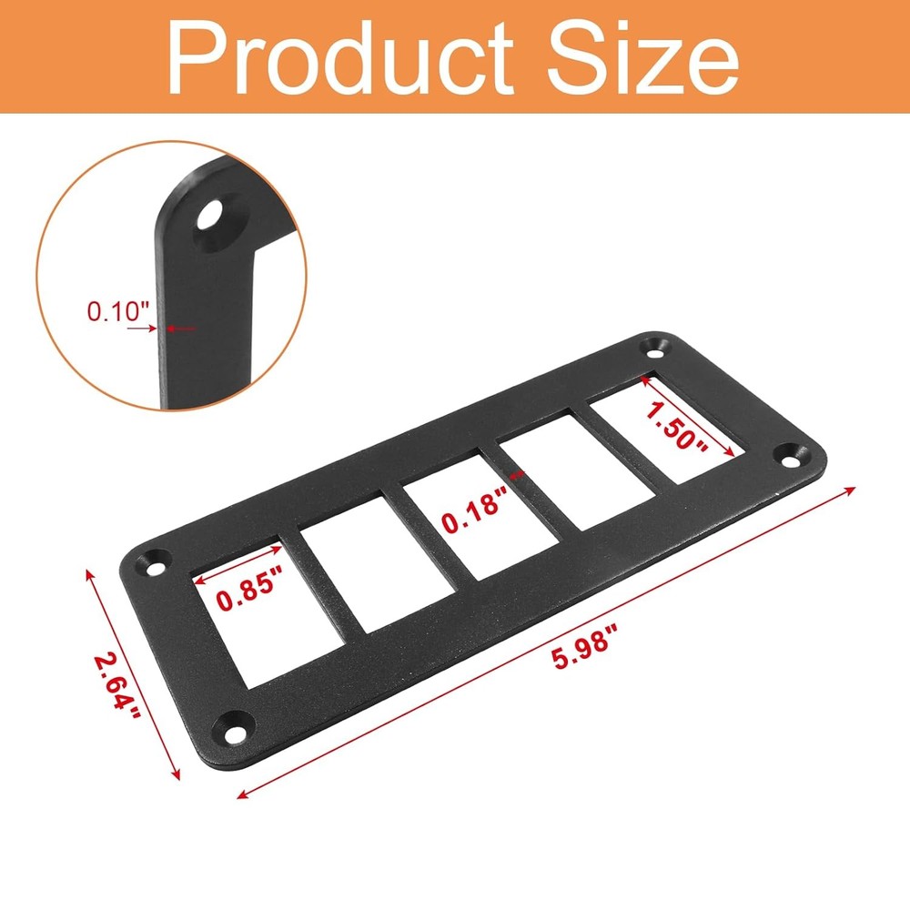 5 Gang Black Switch Shell Bracket， Anodized Aluminium Rocker Panel...