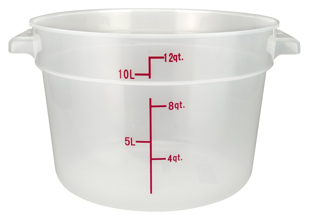 12qt Round Storage Container, Translucent, PP (12 Each)