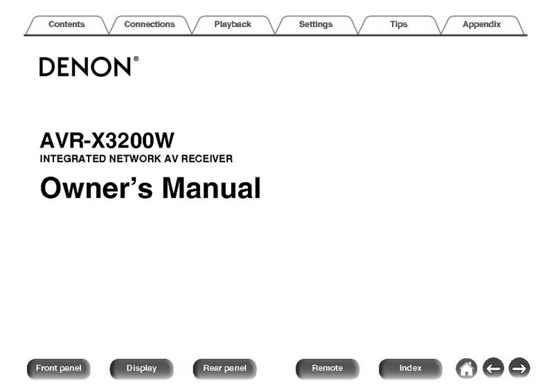Denon AVR-X3200W Receiver Owners Manual