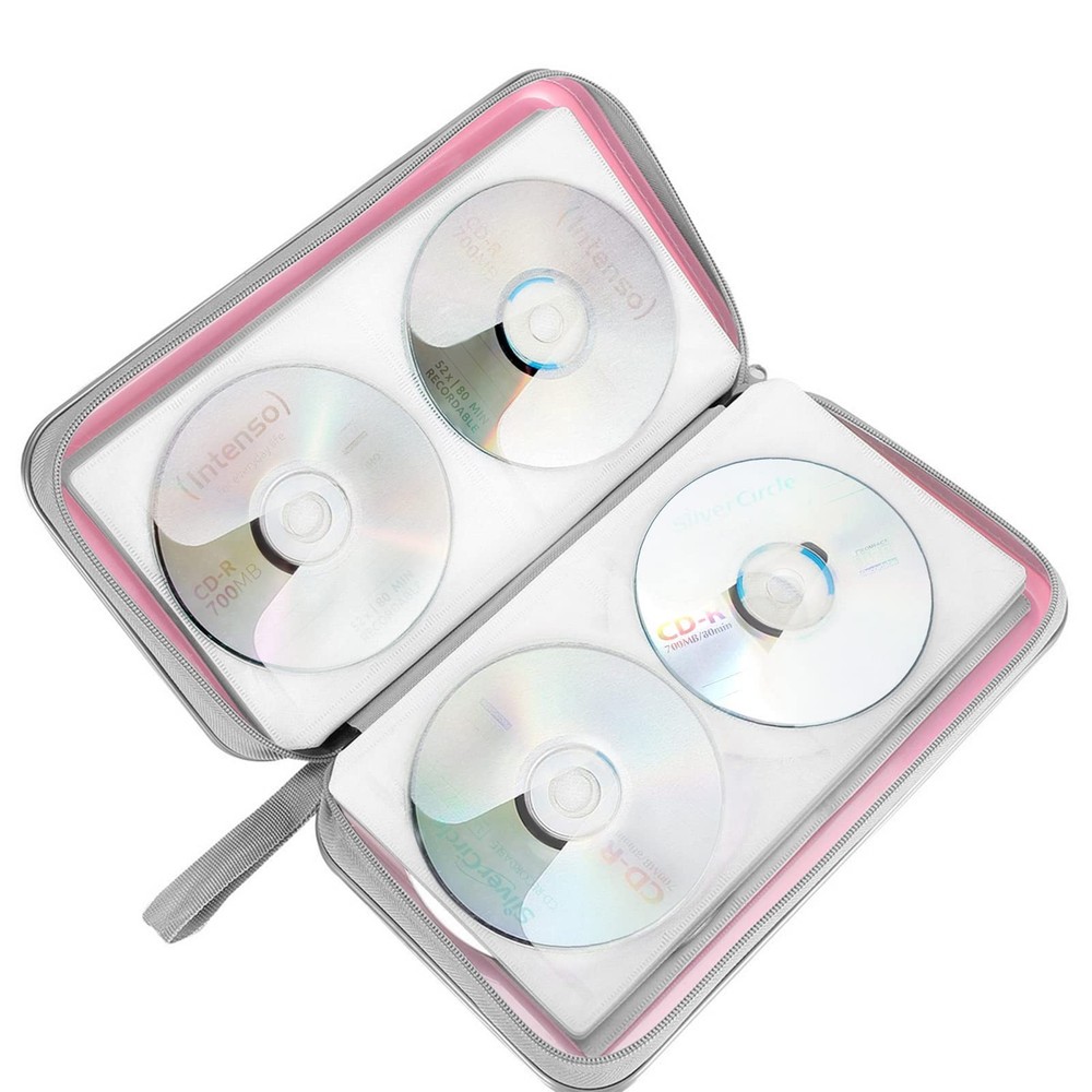 Siveit CD Case holder, 80 Capacity CD/DVD 80 Capacity, Light Pink