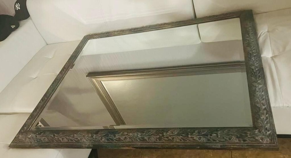 Antique Rectangular Mantle Beveled Mirror