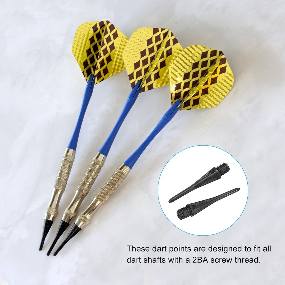 Plastic Dart Tips, 60 Pack 2BA Thread Soft Dart Tips Plastic Tip, Black