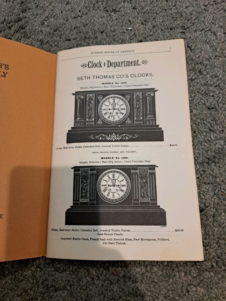 Antique Clock Catalog Facsimile Seth Thomas Ithaca Waterbury Gilbert etc.