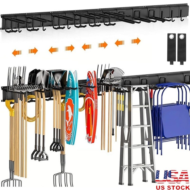 Heavy Duty Adjustable Tool Storage Rack Garage Wall Hooks Space Saving Organizer