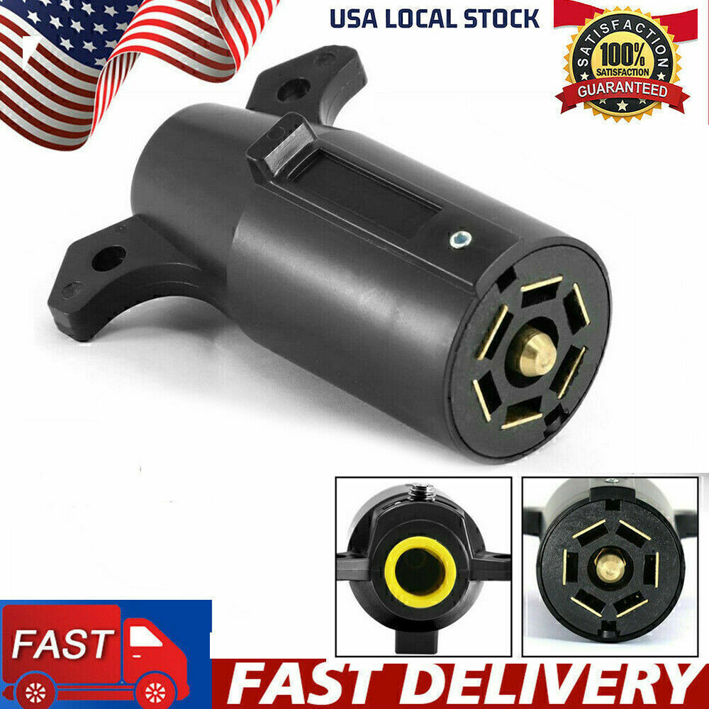 7 Way Round RV Style Trailer Light Plug Connector Replacement End Blade Pin .
