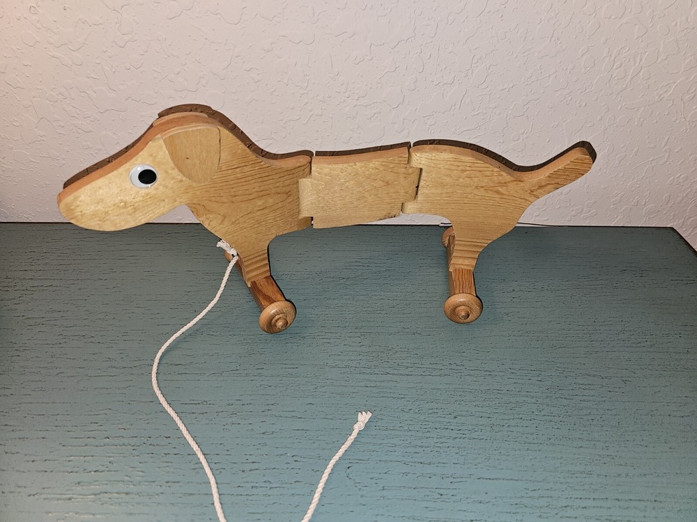 Vintage Daschund Wooden Pull Toy