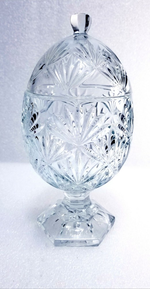 Clear Glass Container Embossed  Tabletop Candy/ Easter Beautiful