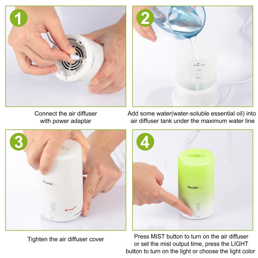Mini Cool Mist Humidifier Ultrasonic Aroma Essential Oil Diffuser 7 colors Light