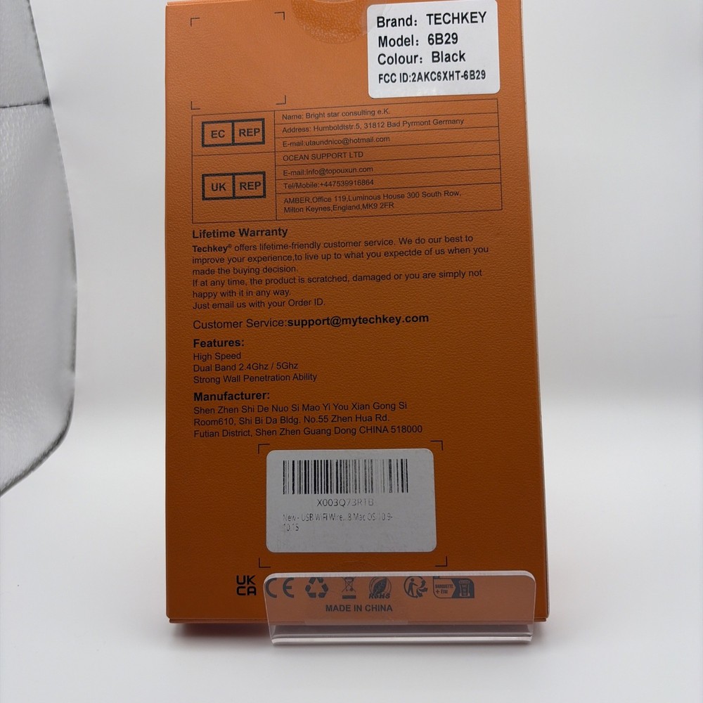 TECHKEY MODEL 6B29 DUAL BAND AC WIRELESS USB ADAPTER